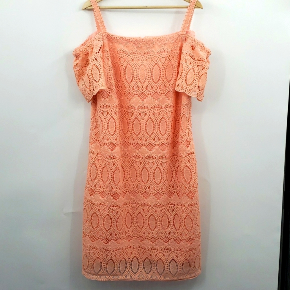 Cleo Peach Lace Off-Shoulder summer dress